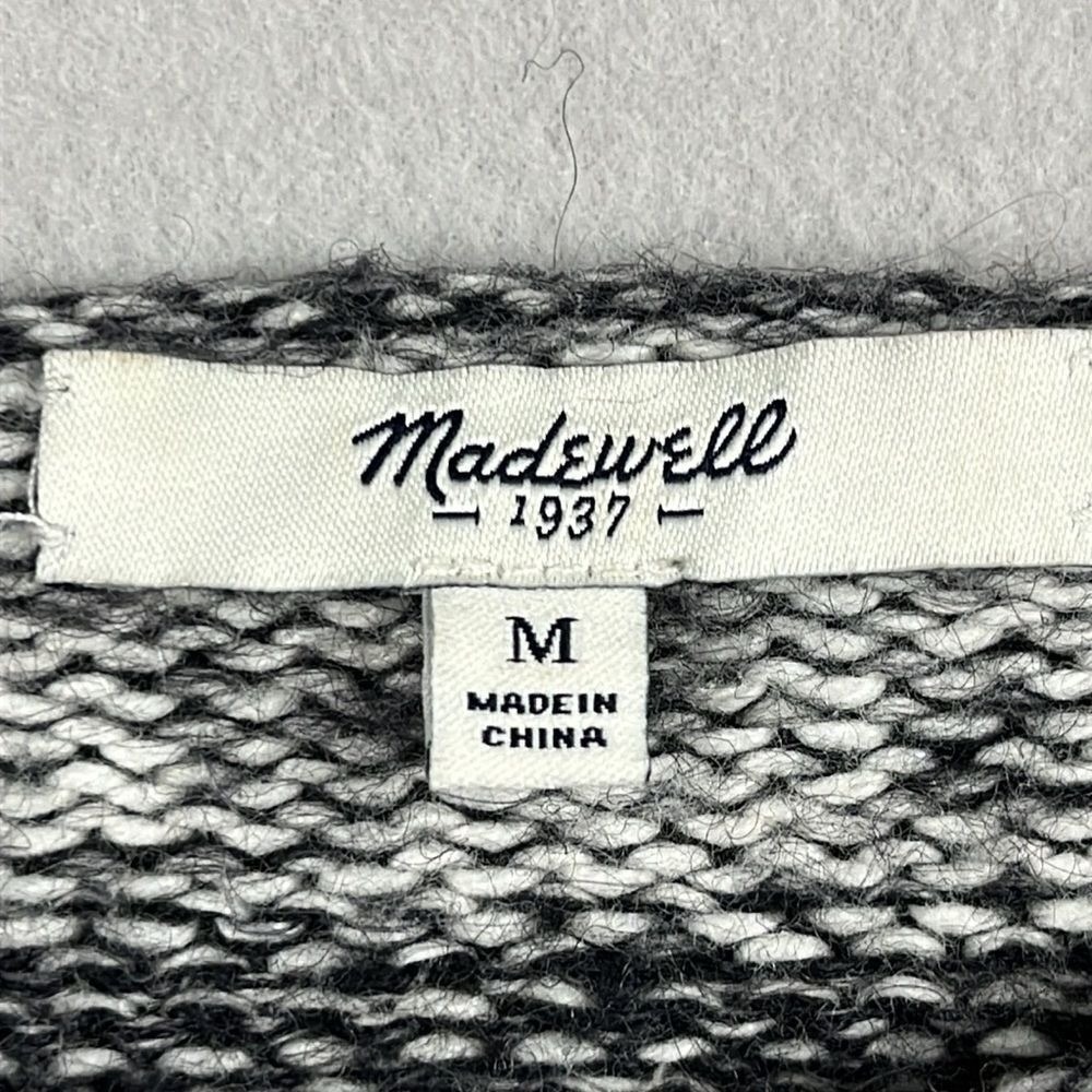 Madewell Cropped Boatneck Sweater Womens Size Medium Black White Threadmix - Picture 3 of 9